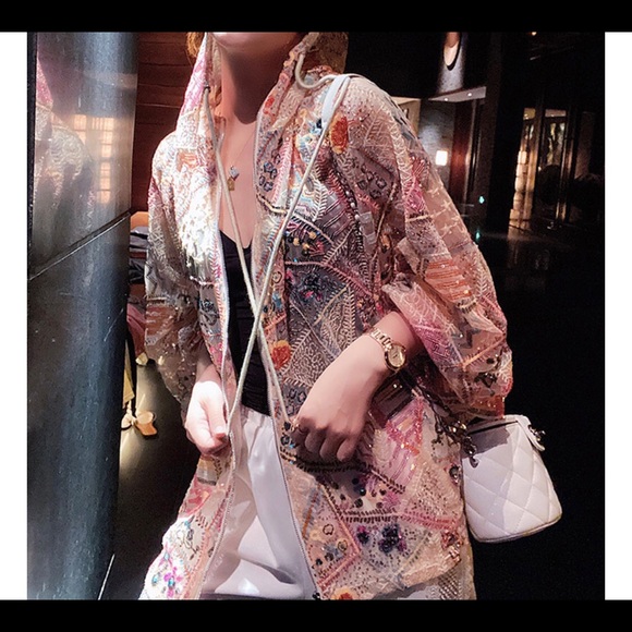 🌸HP🛼 Sequin jacket bomber womens hoodie top zip up rainbow - Picture 2 of 11